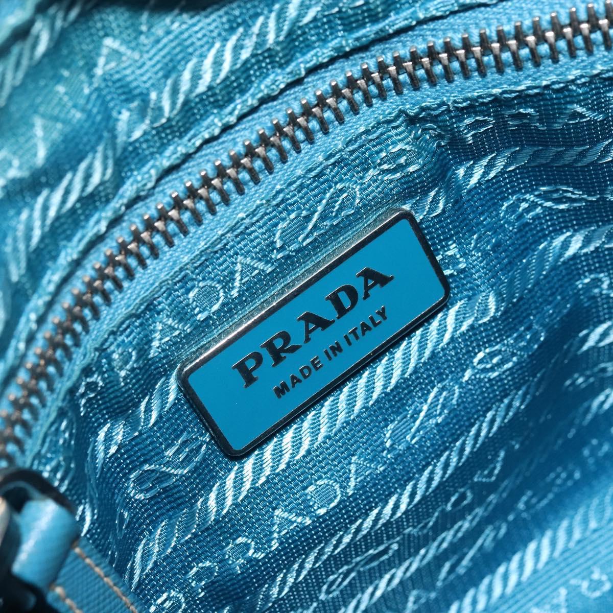 PRADA Shoulder Bag Nylon Light Blue Silver Auth LNZ298