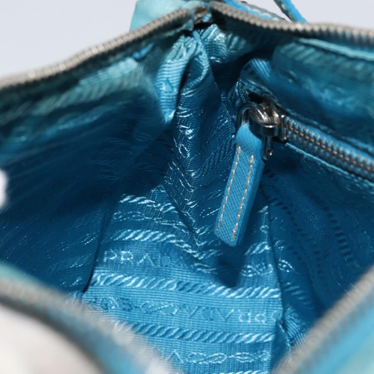 PRADA Shoulder Bag Nylon Light Blue Silver Auth LNZ298