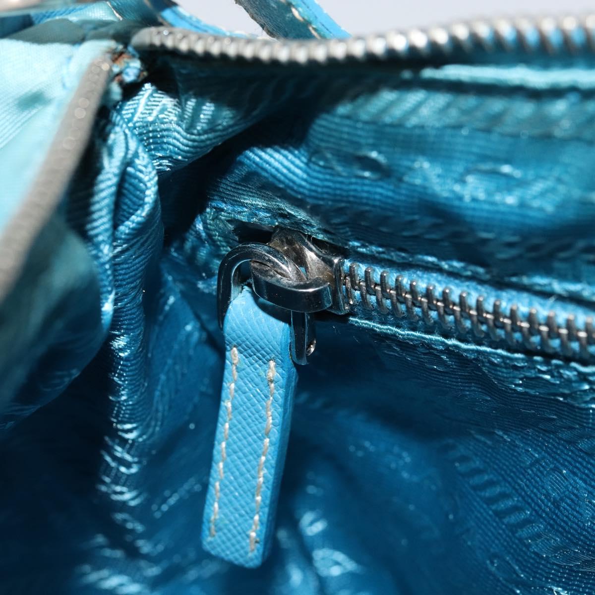 PRADA Shoulder Bag Nylon Light Blue Silver Auth LNZ298