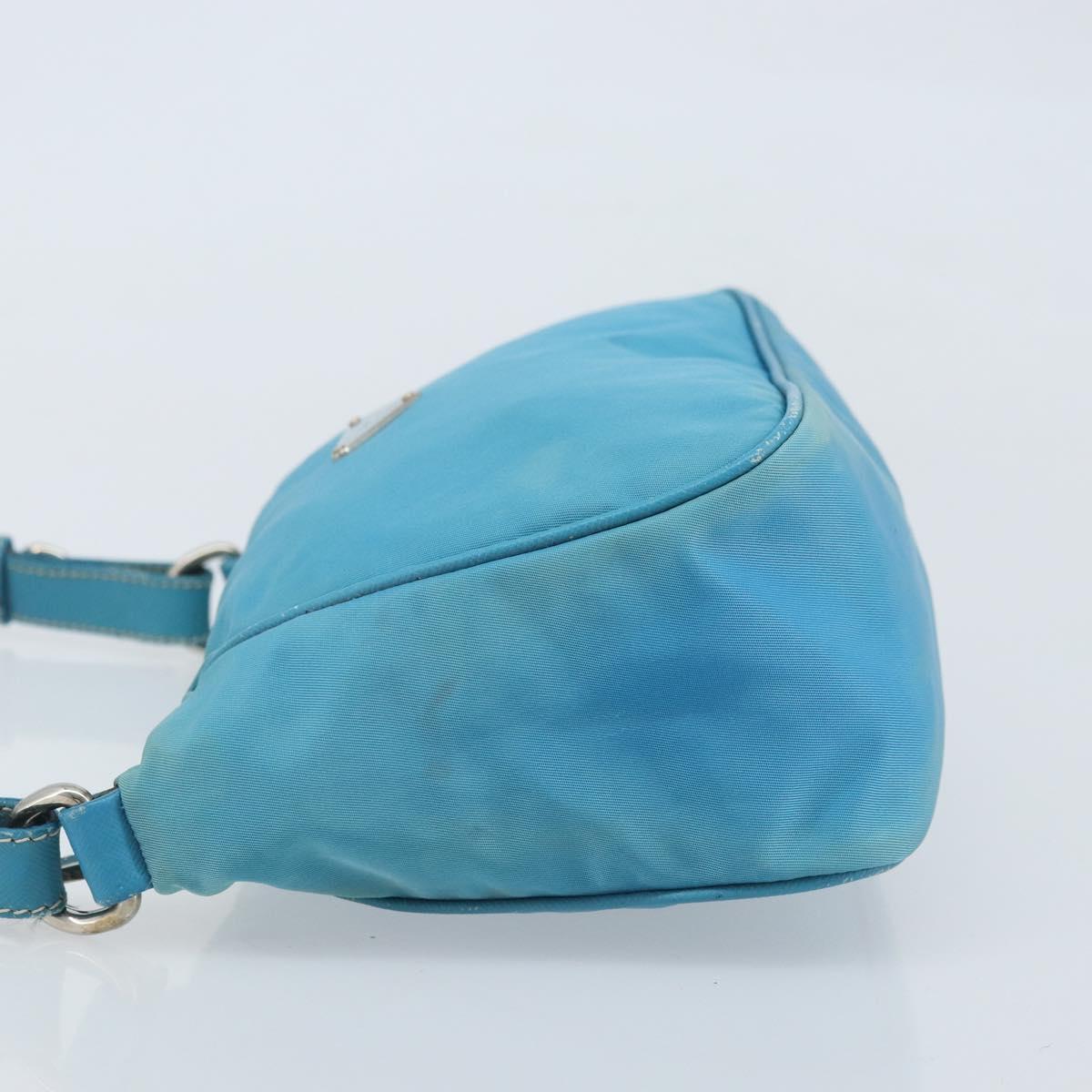 PRADA Shoulder Bag Nylon Light Blue Silver Auth LNZ298