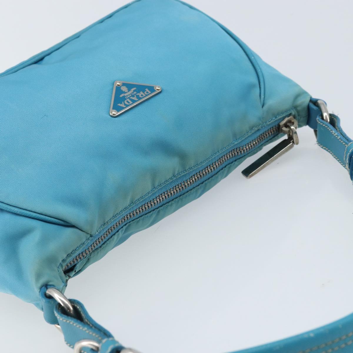PRADA Shoulder Bag Nylon Light Blue Silver Auth LNZ298