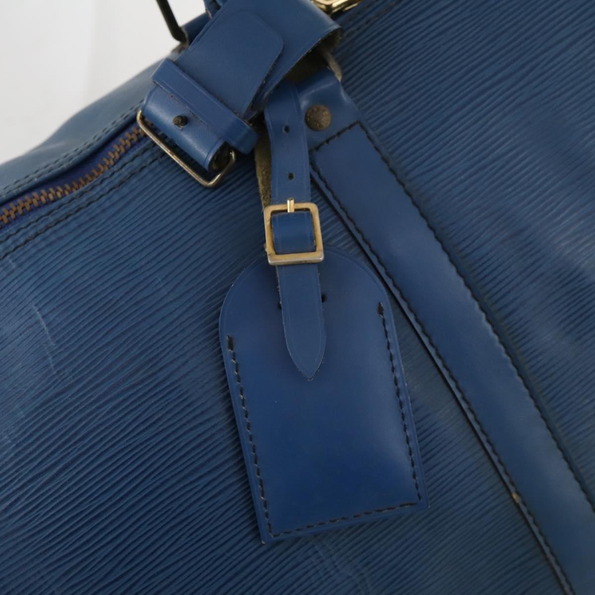 LOUIS VUITTON Epi Keepall 50 Boston Bag Blue M42965 LV Auth LNZ303