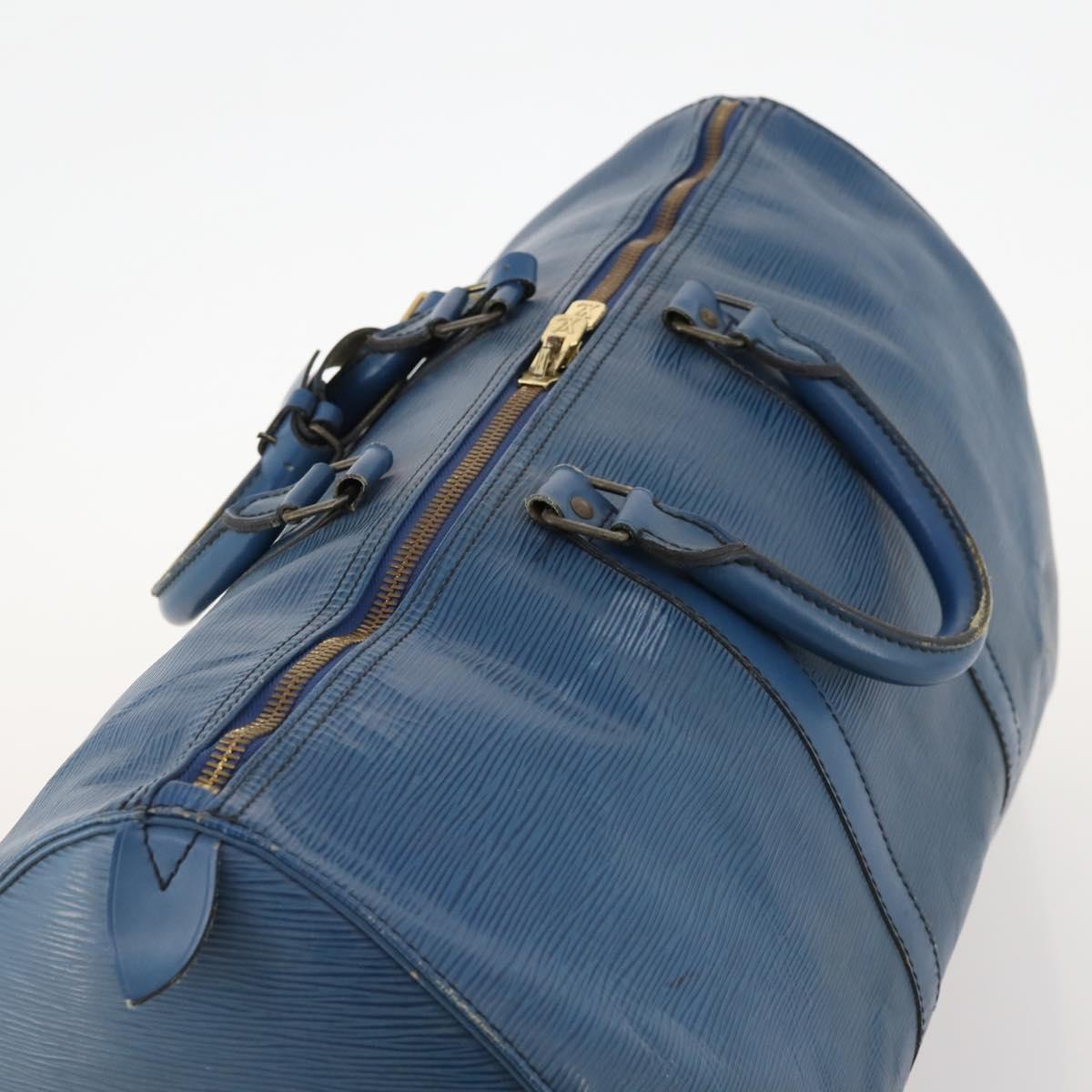 LOUIS VUITTON Epi Keepall 50 Boston Bag Blue M42965 LV Auth LNZ303