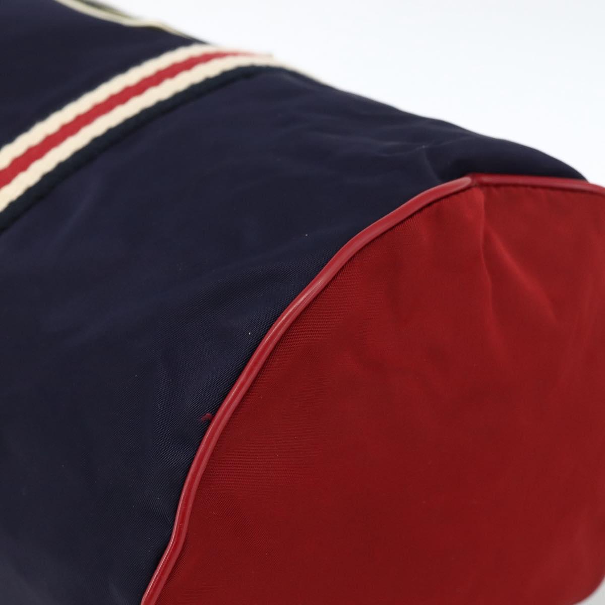GUCCI Sherry Line Hand Bag Nylon 2way Navy Red 189657 Auth LNZ304