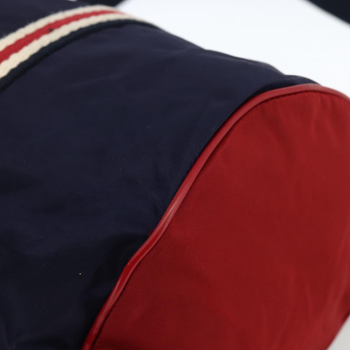GUCCI Sherry Line Hand Bag Nylon 2way Navy Red 189657 Auth LNZ304