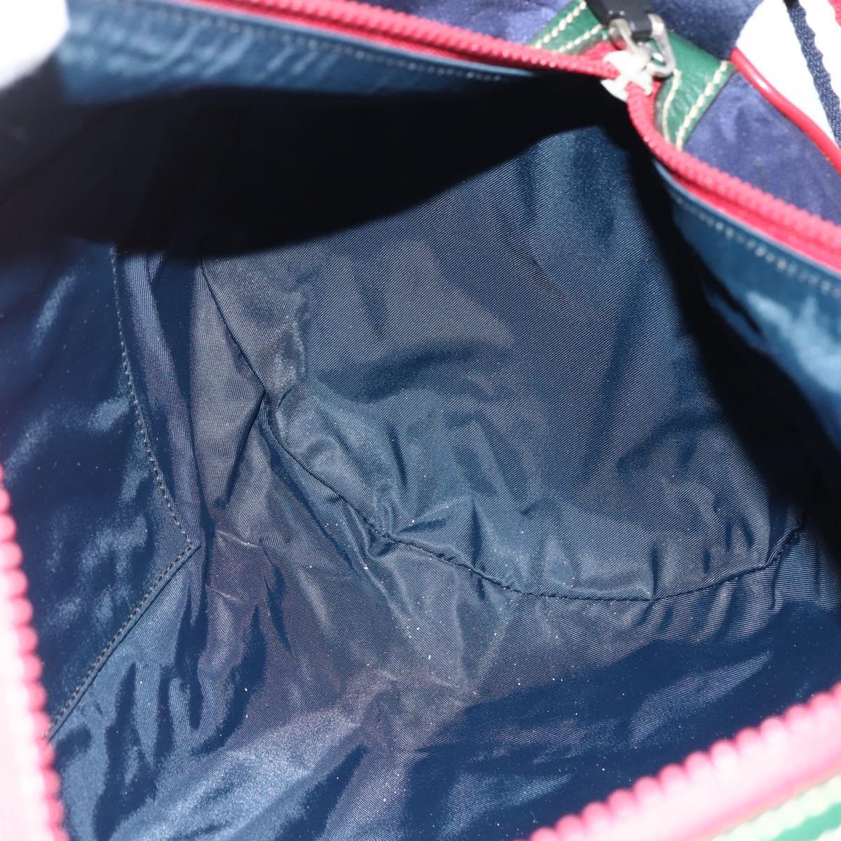 GUCCI Sherry Line Hand Bag Nylon 2way Navy Red 189657 Auth LNZ304