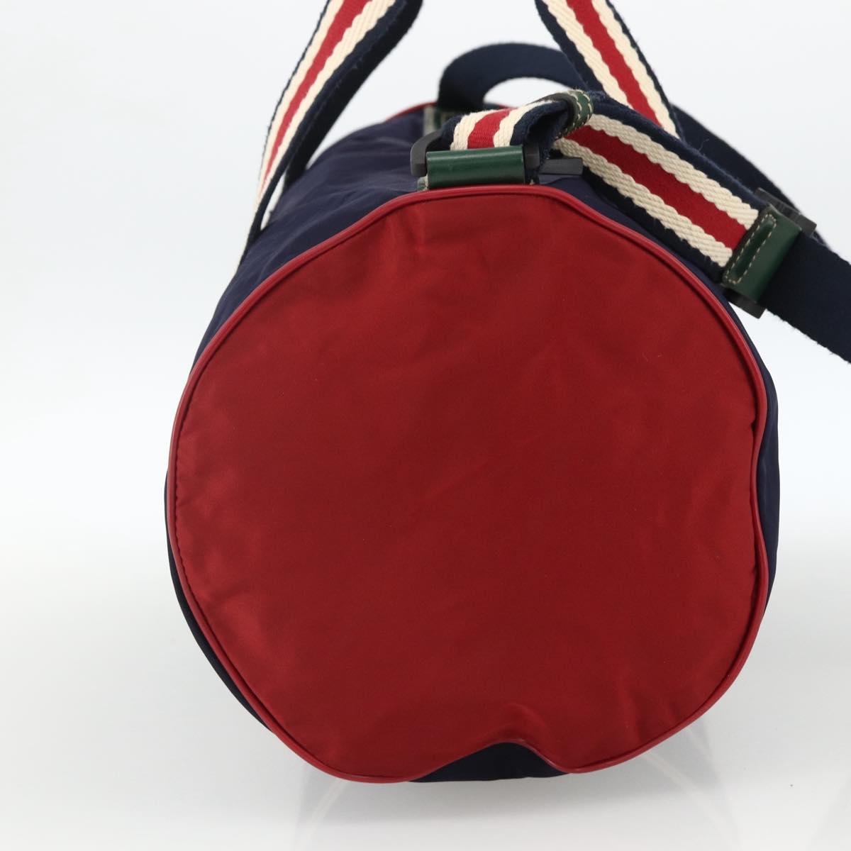 GUCCI Sherry Line Hand Bag Nylon 2way Navy Red 189657 Auth LNZ304