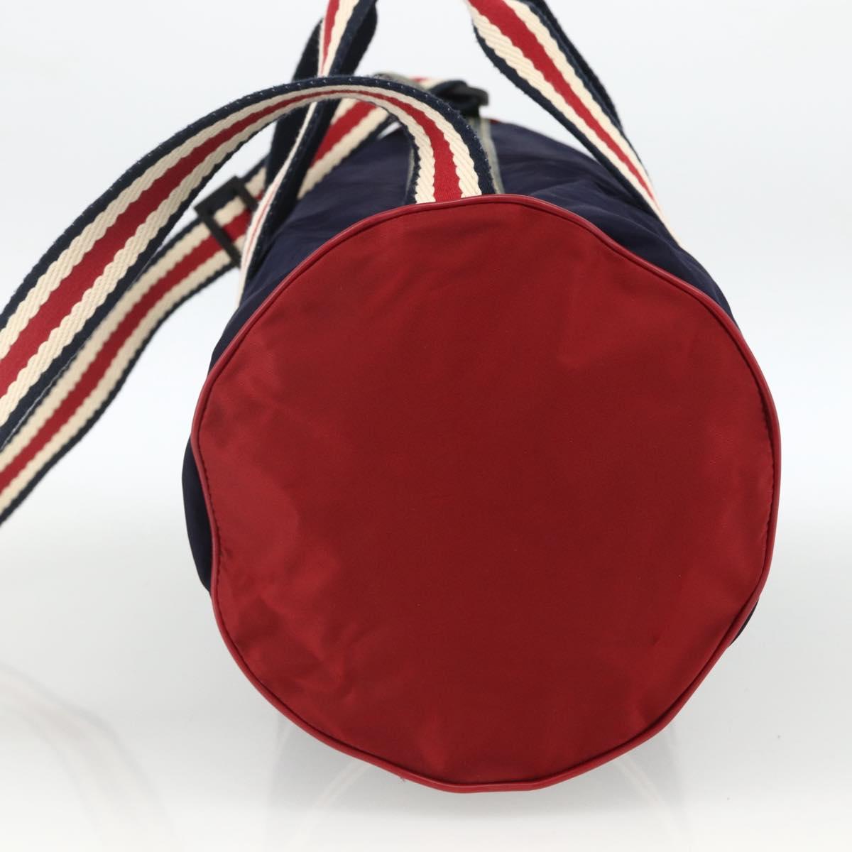 GUCCI Sherry Line Hand Bag Nylon 2way Navy Red 189657 Auth LNZ304