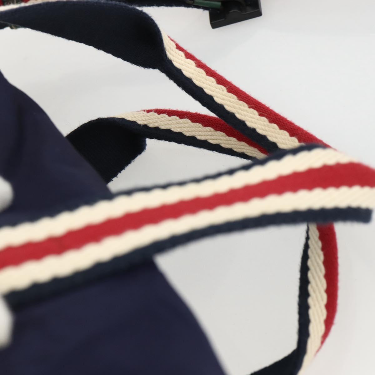 GUCCI Sherry Line Hand Bag Nylon 2way Navy Red 189657 Auth LNZ304
