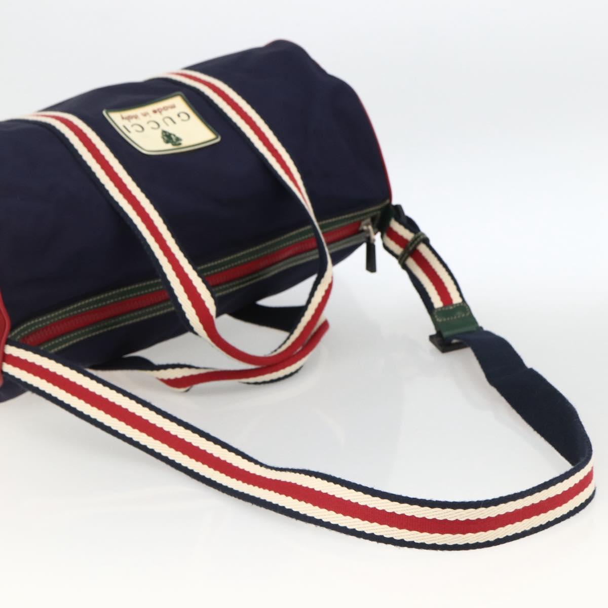 GUCCI Sherry Line Hand Bag Nylon 2way Navy Red 189657 Auth LNZ304