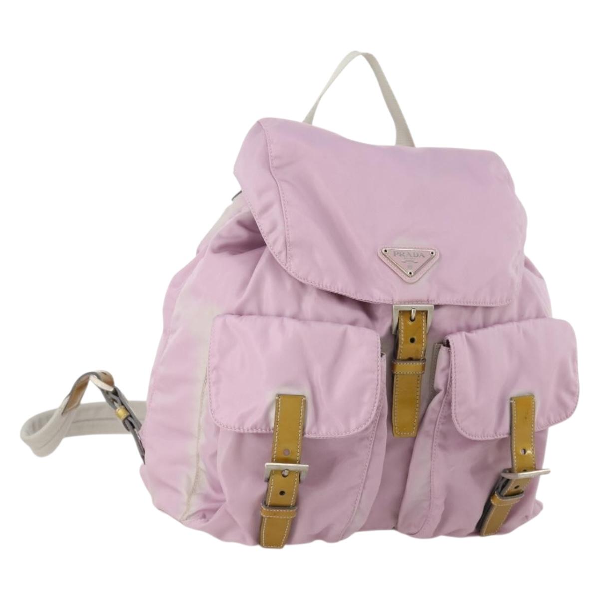 PRADA Backpack Nylon Pink Silver Auth LNZ309