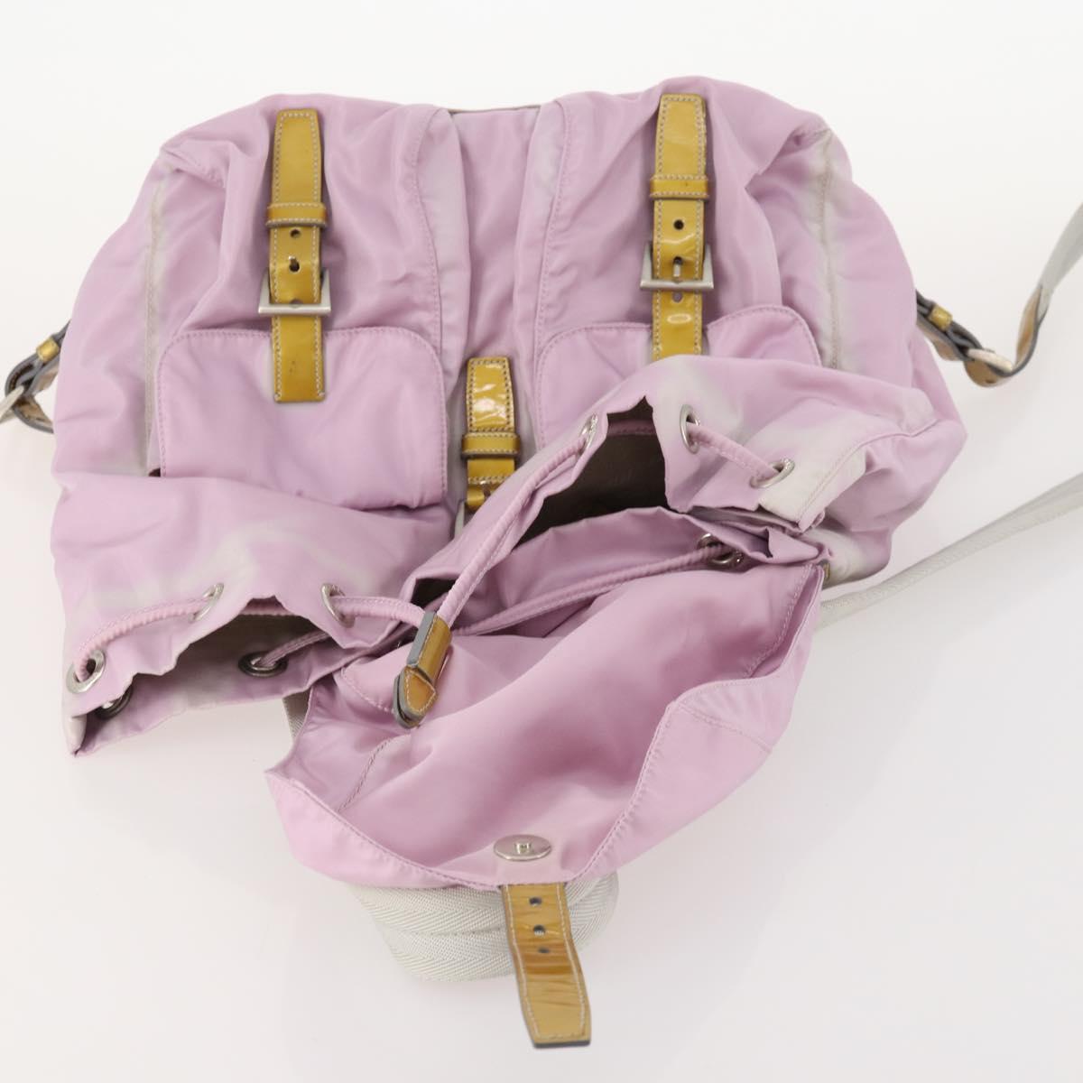 PRADA Backpack Nylon Pink Silver Auth LNZ309
