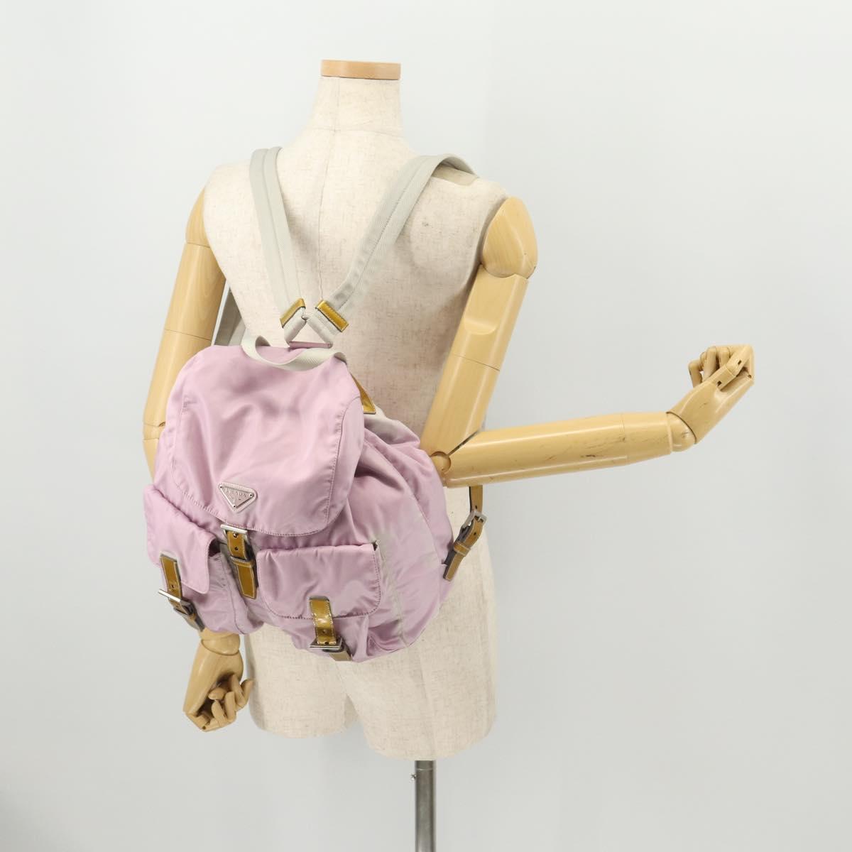 PRADA Backpack Nylon Pink Silver Auth LNZ309