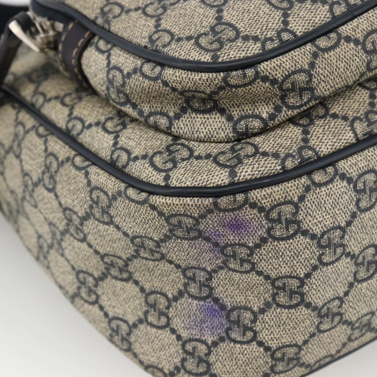 GUCCI GG Supreme Shoulder Bag PVC Navy Silver 246881 Auth LNZ310