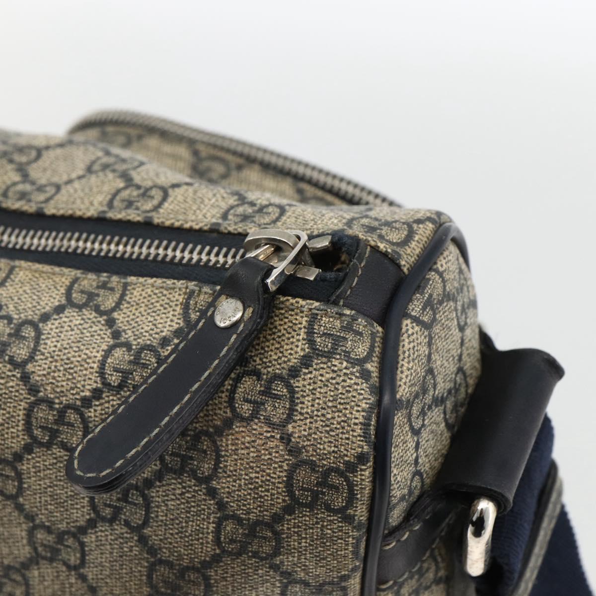 GUCCI GG Supreme Shoulder Bag PVC Navy Silver 246881 Auth LNZ310
