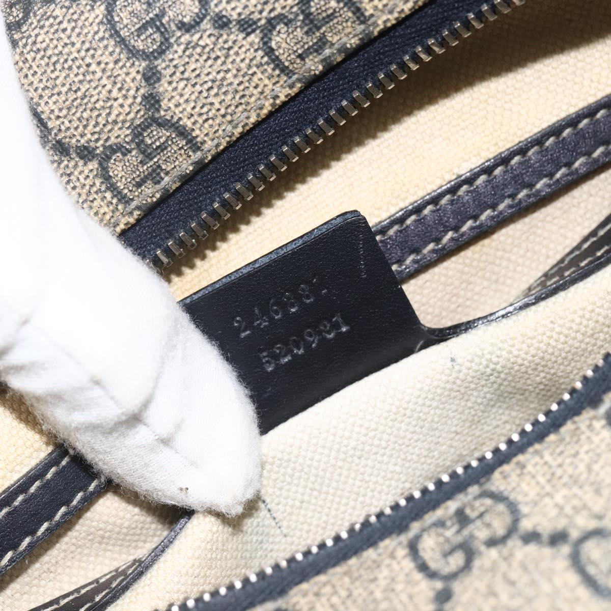 GUCCI GG Supreme Shoulder Bag PVC Navy Silver 246881 Auth LNZ310