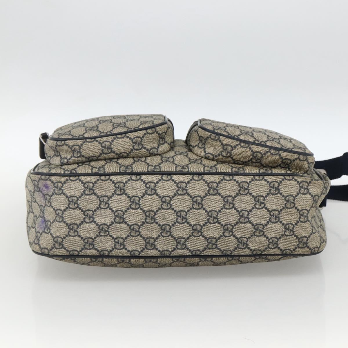GUCCI GG Supreme Shoulder Bag PVC Navy Silver 246881 Auth LNZ310