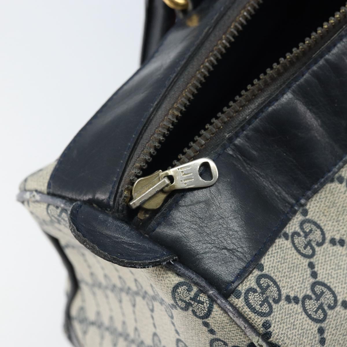 GUCCI GG Supreme Sherry Line Boston Bag PVC Navy Gold Auth LNZ314