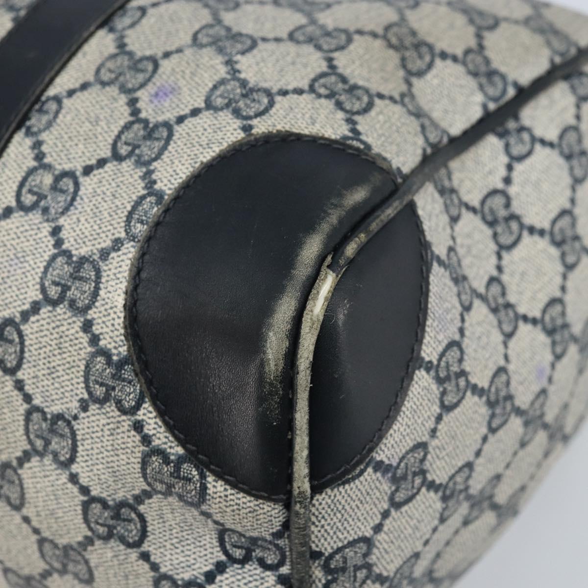 GUCCI GG Supreme Sherry Line Boston Bag PVC Navy Gold Auth LNZ318