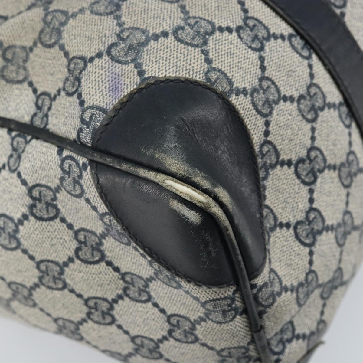 GUCCI GG Supreme Sherry Line Boston Bag PVC Navy Gold Auth LNZ318