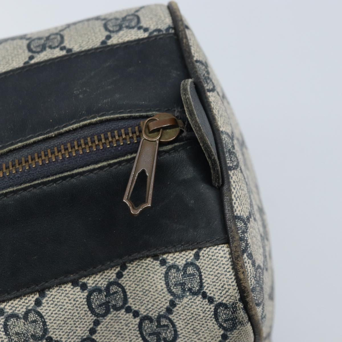 GUCCI GG Supreme Sherry Line Boston Bag PVC Navy Gold Auth LNZ318