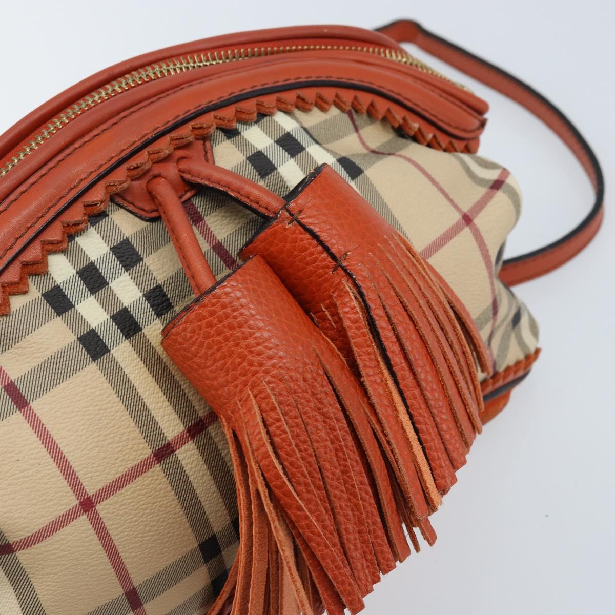 BURBERRY Nova Check Shoulder Bag PVC Beige Gold Auth LNZ329A