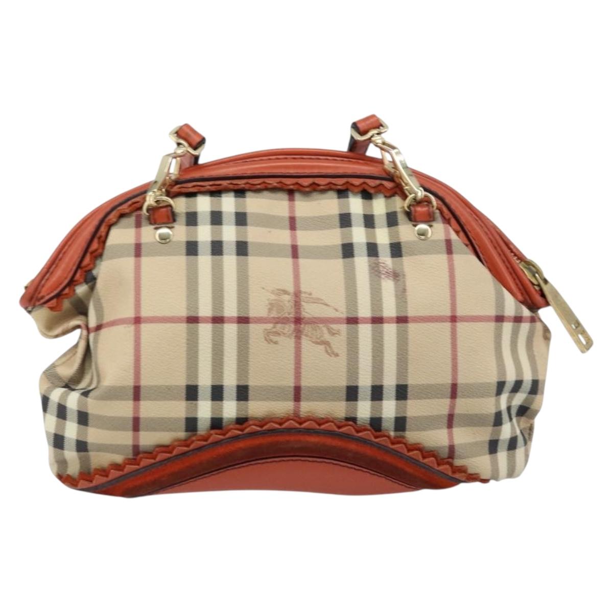 BURBERRY Nova Check Shoulder Bag PVC Beige Gold Auth LNZ329A