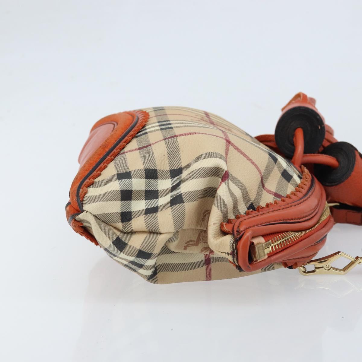 BURBERRY Nova Check Shoulder Bag PVC Beige Gold Auth LNZ329A