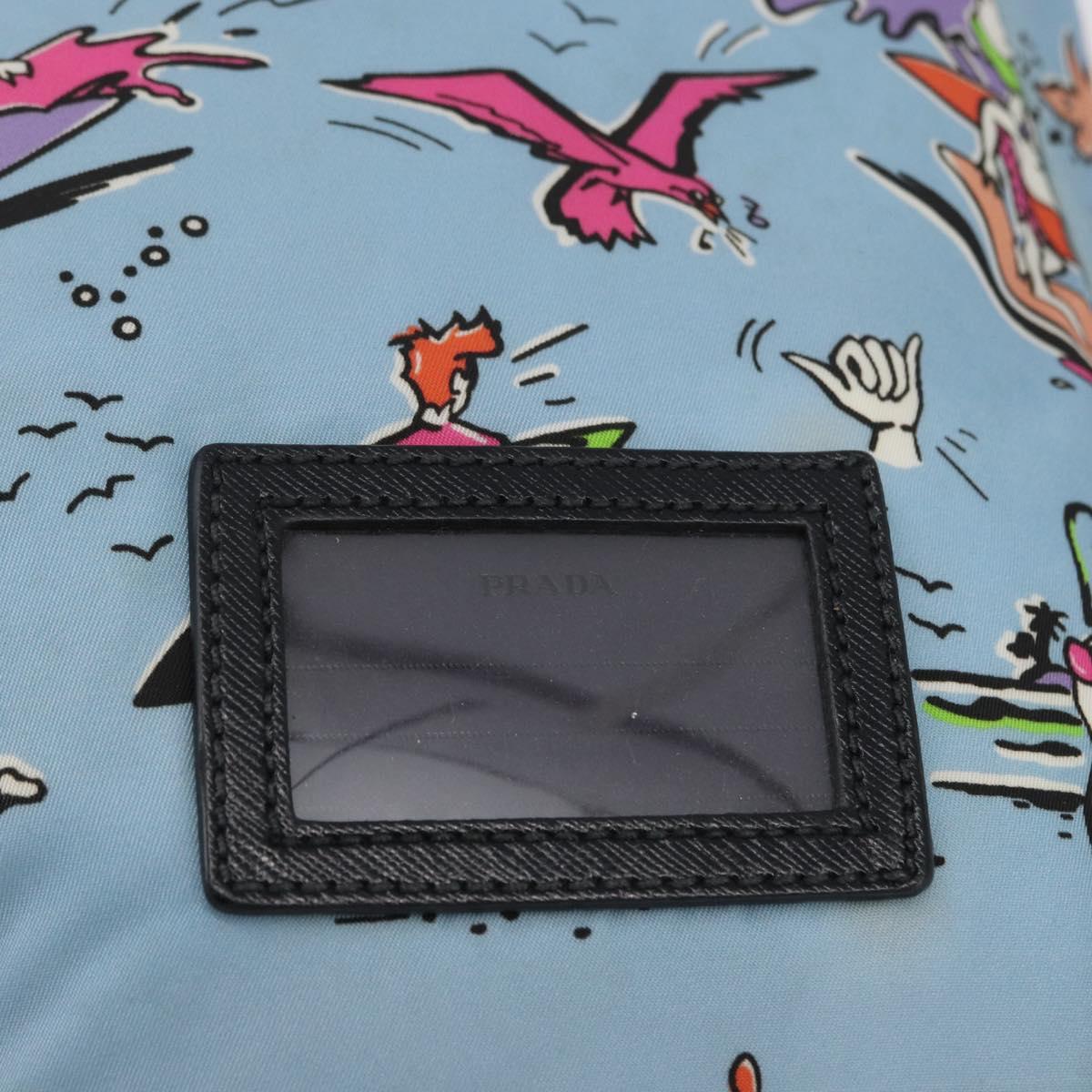 PRADA Backpack Nylon Light Blue Silver Auth LNZ330