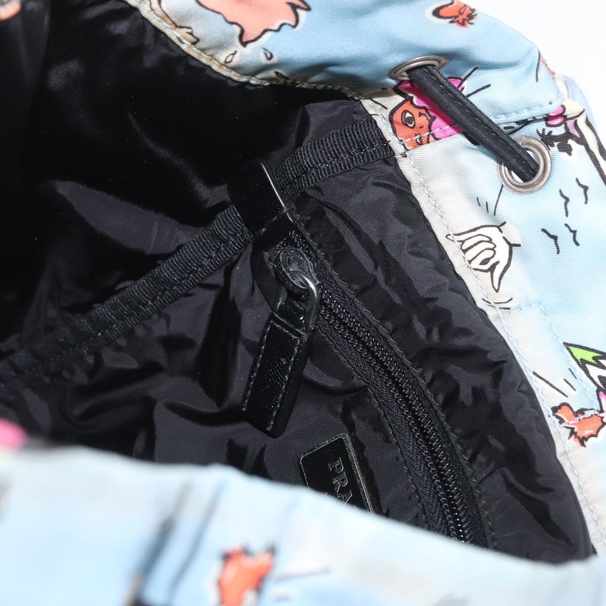 PRADA Backpack Nylon Light Blue Silver Auth LNZ330
