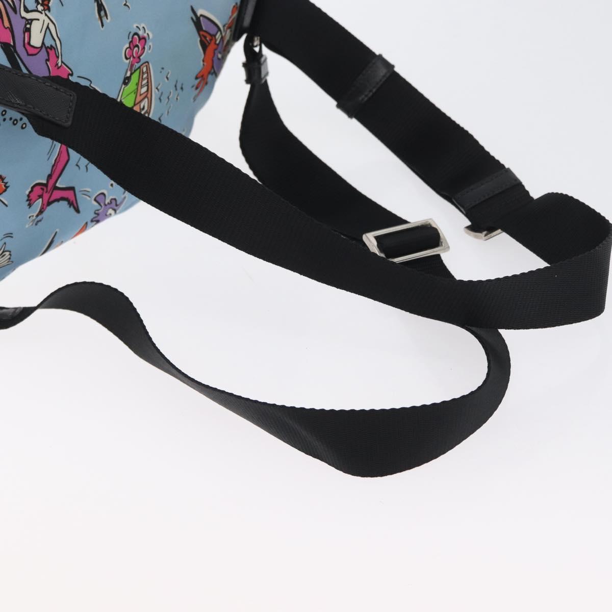 PRADA Backpack Nylon Light Blue Silver Auth LNZ330