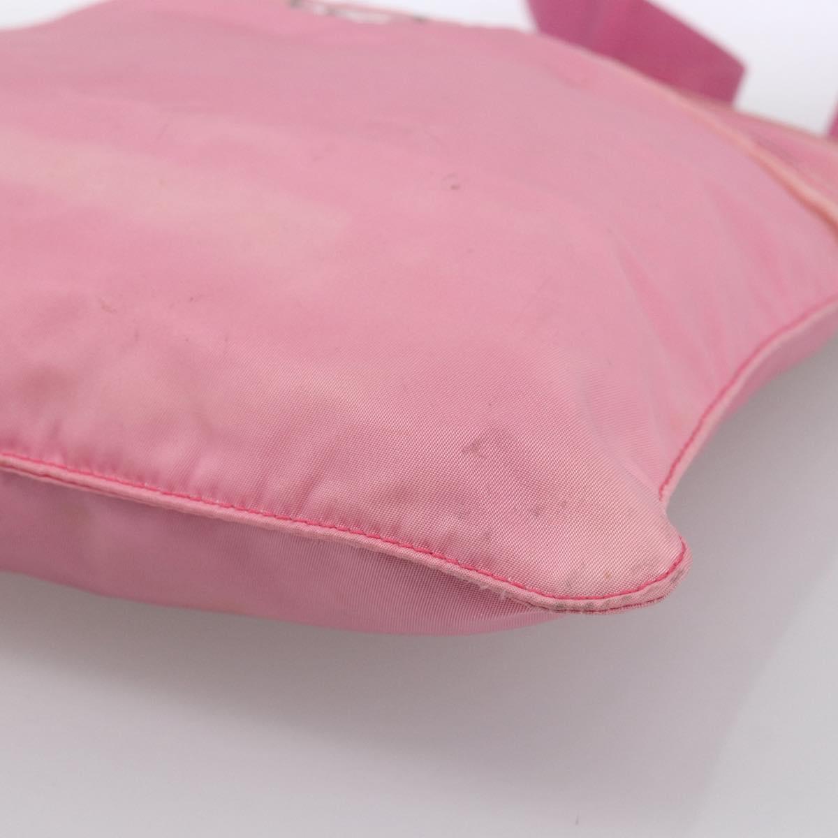 PRADA Shoulder Bag Nylon Leather Pink Silver Auth LNZ333