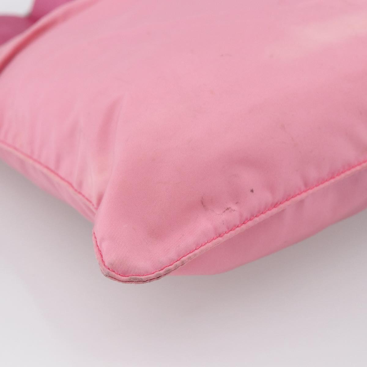 PRADA Shoulder Bag Nylon Leather Pink Silver Auth LNZ333