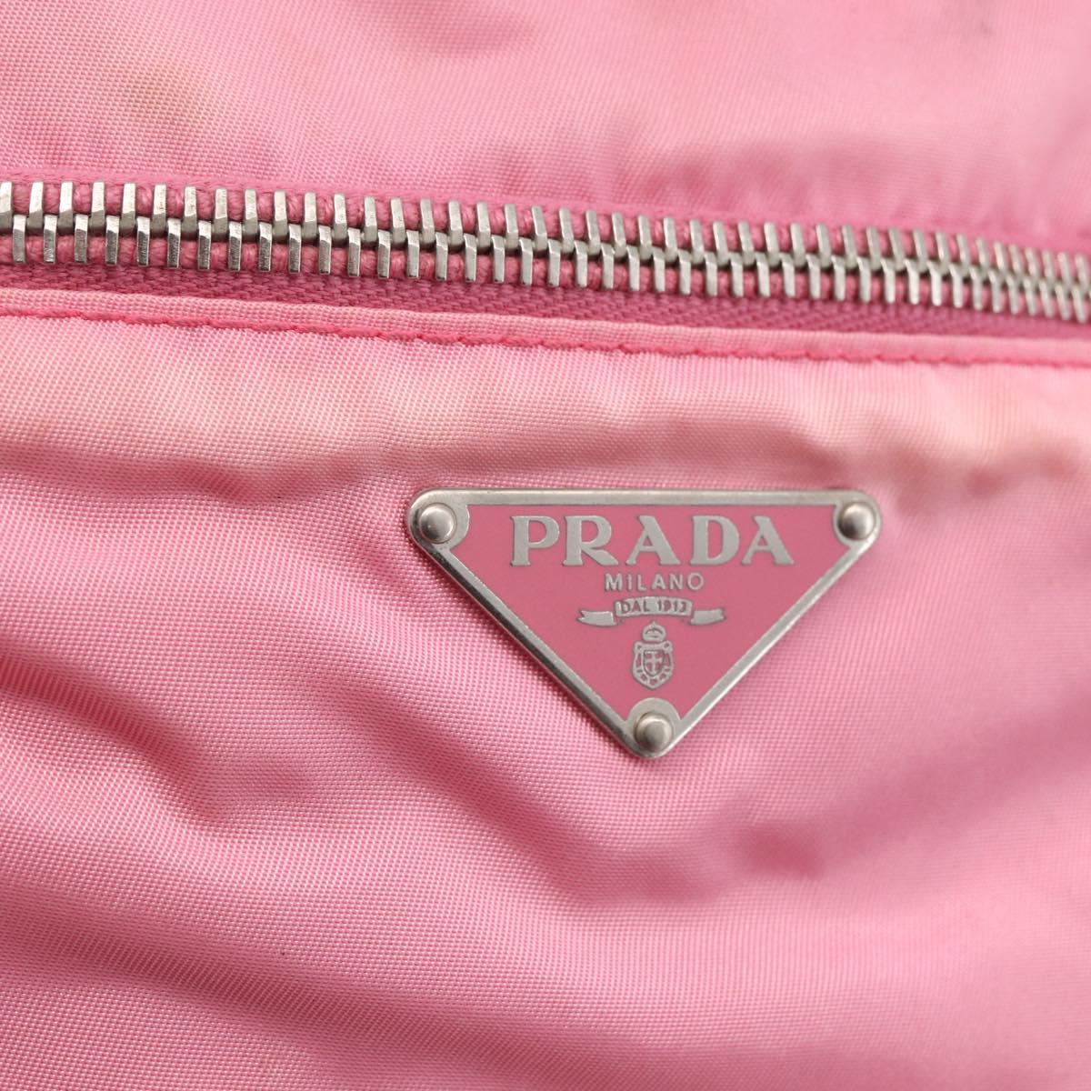 PRADA Shoulder Bag Nylon Leather Pink Silver Auth LNZ333