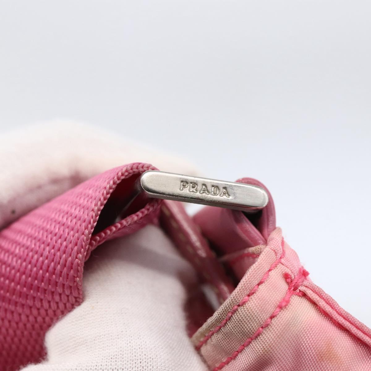 PRADA Shoulder Bag Nylon Leather Pink Silver Auth LNZ333