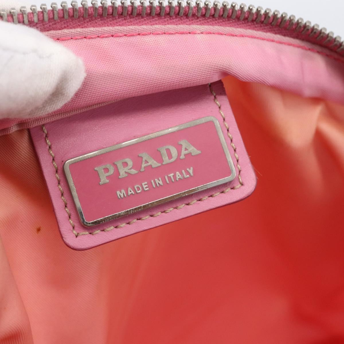 PRADA Shoulder Bag Nylon Leather Pink Silver Auth LNZ333