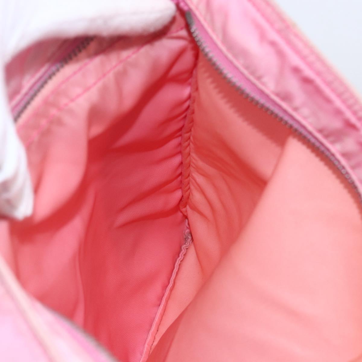 PRADA Shoulder Bag Nylon Leather Pink Silver Auth LNZ333