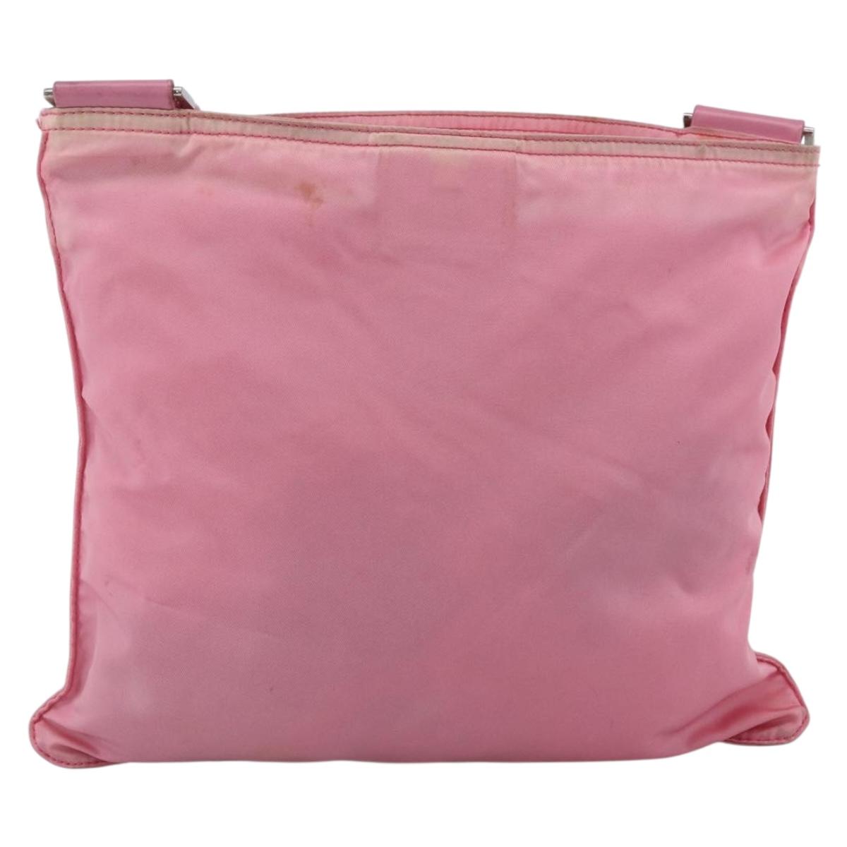 PRADA Shoulder Bag Nylon Leather Pink Silver Auth LNZ333