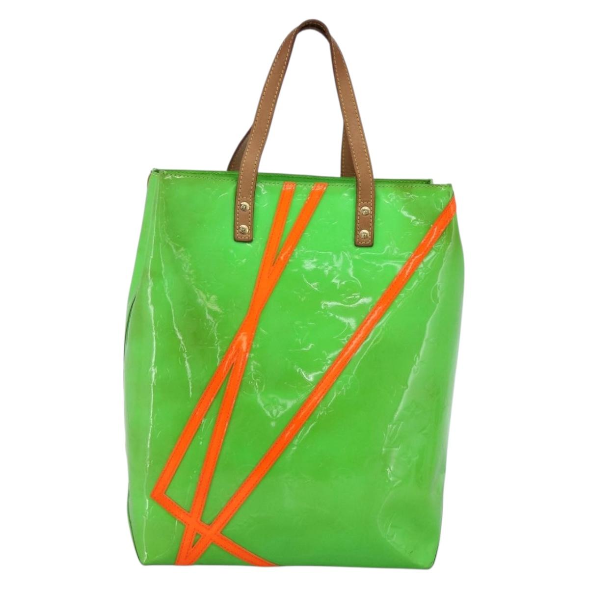 LOUIS VUITTON Monogram Vernis Fluo Reade MM Tote Bag Veil M91901 LV Auth LNZ334V