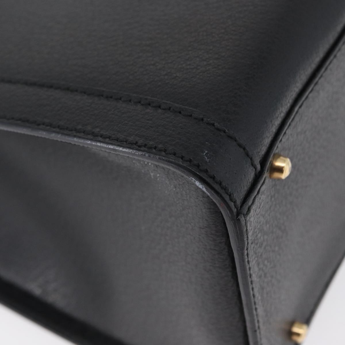 GUCCI Bamboo Tote Bag Leather Black Gold 002 0260 Auth LNZ335