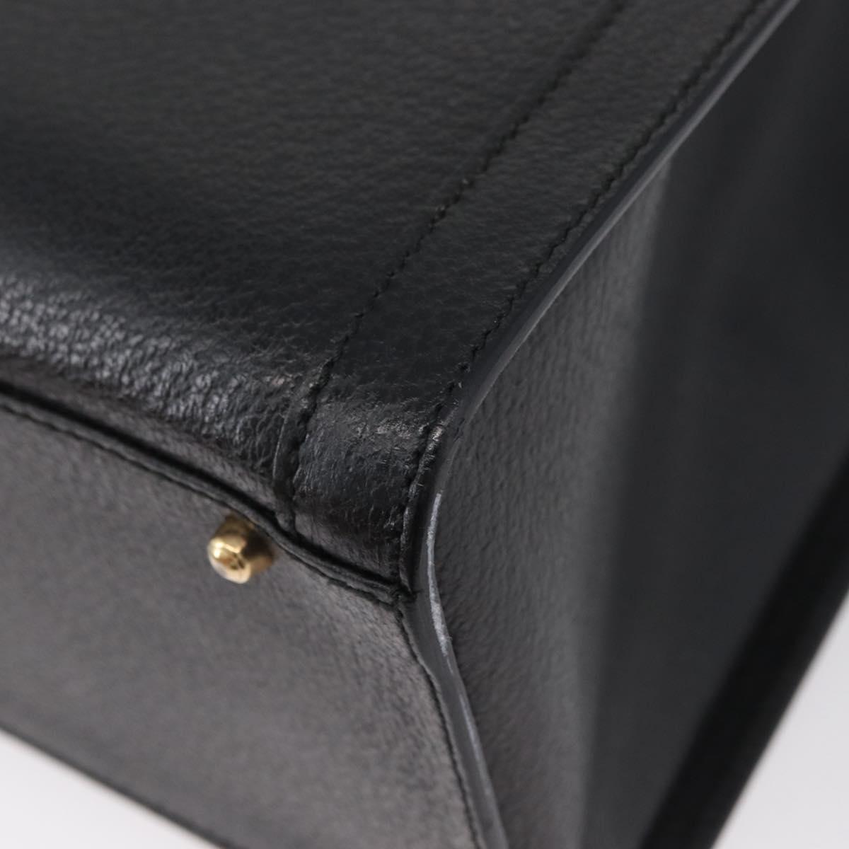 GUCCI Bamboo Tote Bag Leather Black Gold 002 0260 Auth LNZ335