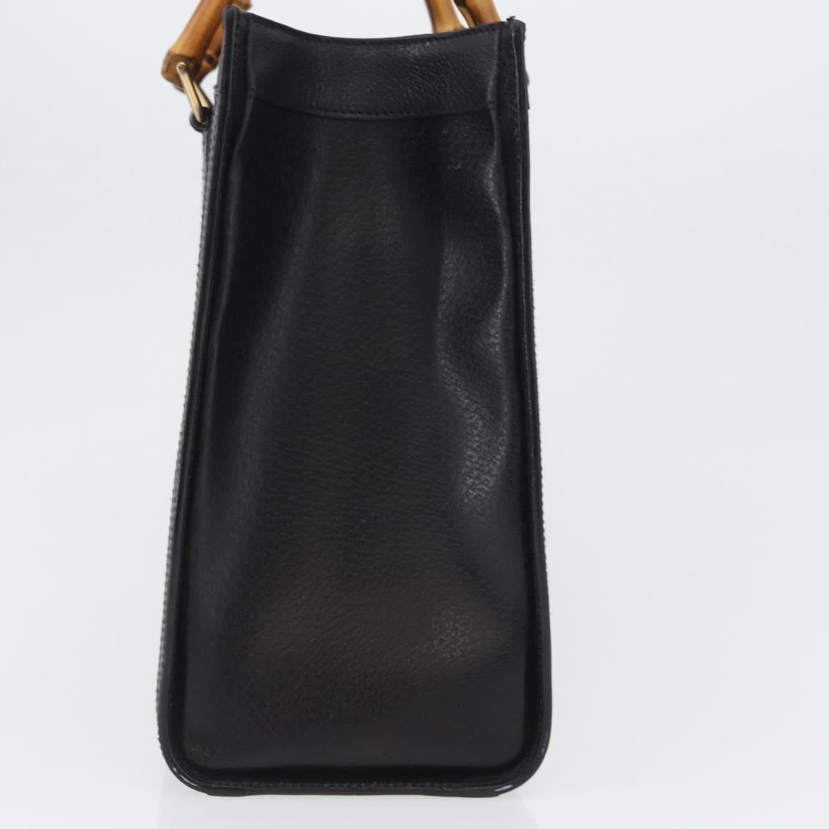 GUCCI Bamboo Tote Bag Leather Black Gold 002 0260 Auth LNZ335