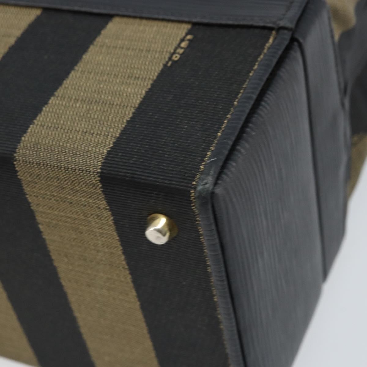 FENDI Pecan Canvas Hand Bag PVC 2way Black Brown Auth LNZ340