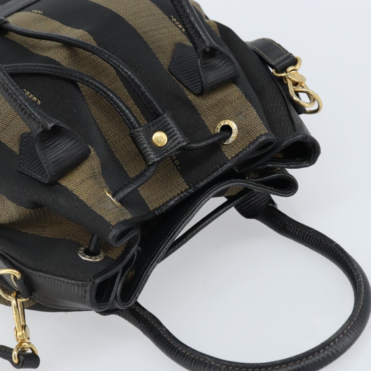 FENDI Pecan Canvas Hand Bag PVC 2way Black Brown Auth LNZ340