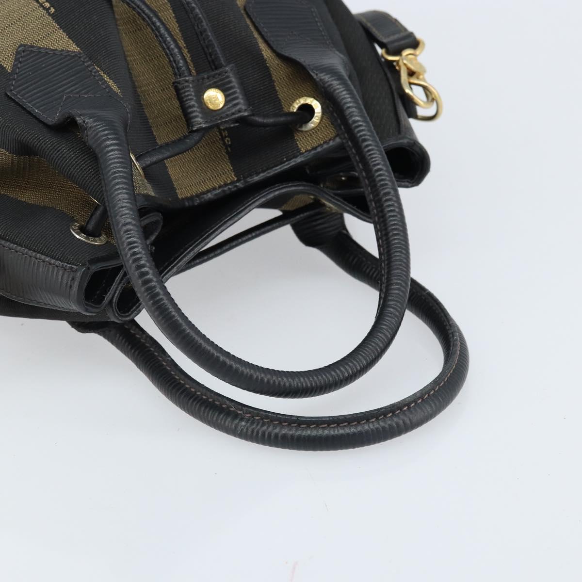 FENDI Pecan Canvas Hand Bag PVC 2way Black Brown Auth LNZ340