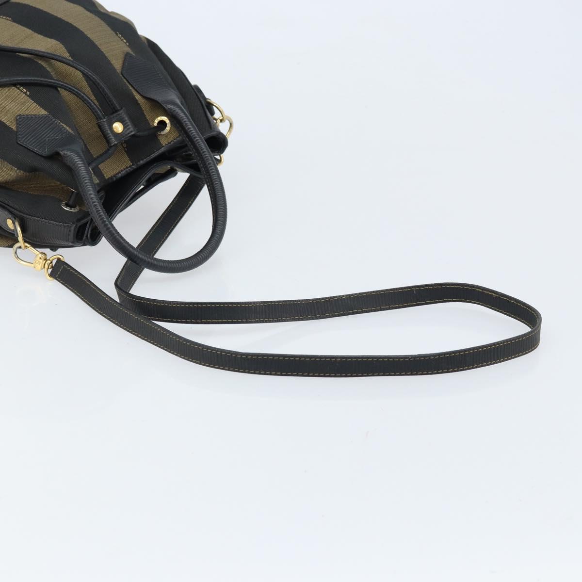 FENDI Pecan Canvas Hand Bag PVC 2way Black Brown Auth LNZ340