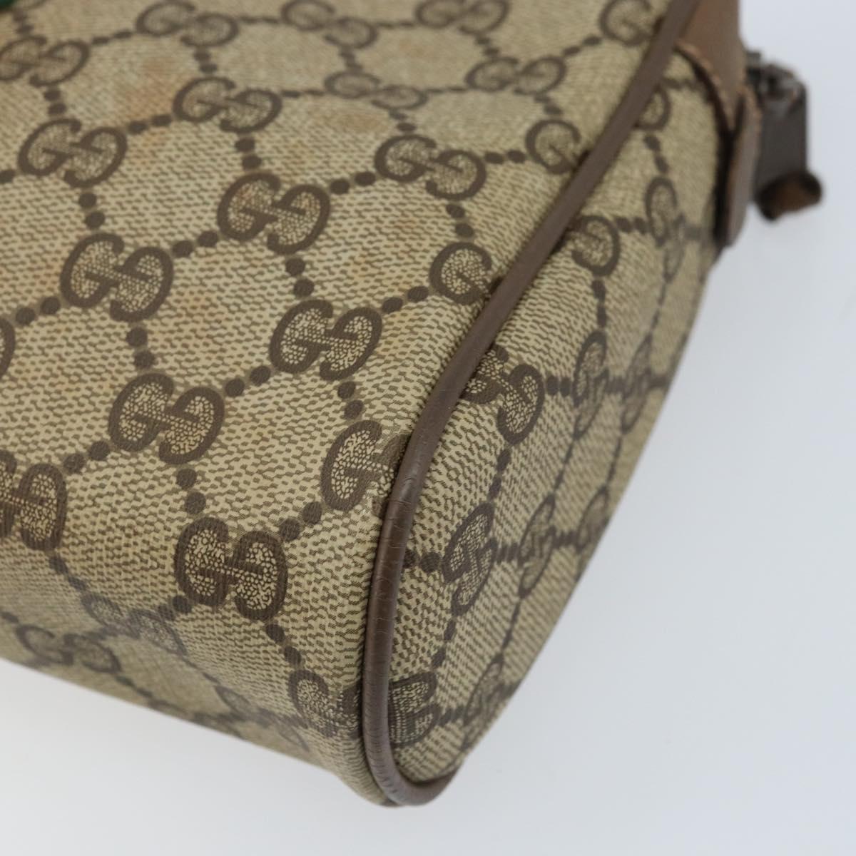 GUCCI GG Supreme Web Sherry Line Clutch Bag PVC Beige Gold 89 01 012 Auth LNZ341