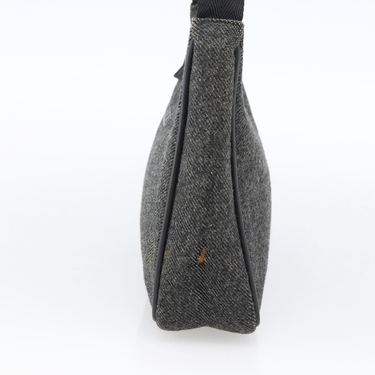 PRADA Hand Pouch Wool Gray Auth LNZ343