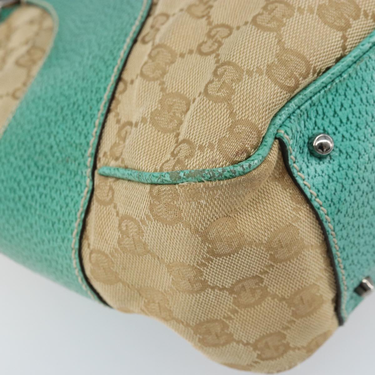 GUCCI GG Canvas Hand Bag Beige Silver 113011 Auth LNZ350