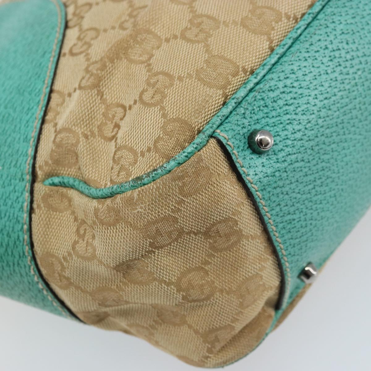 GUCCI GG Canvas Hand Bag Beige Silver 113011 Auth LNZ350
